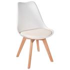 Cadeira Charles Eames Leda Saariem Design Wood Estofada Base Madeira - Branca