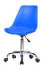 Cadeira Chicago Couro Azul Base Cromada Rodizio 102cm - 62571