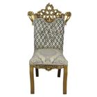 Cadeira Clássica Cinza e Branco com Detalhes Dourado - Clássica com Detalhes Sofisticados - Decoração Luxuosa para o Conforto de sua Casa!