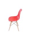 Cadeira colmeia vermelha base de madeira