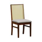 Cadeira com Telinha Pérola Madeira Maciça e Assento Estofado - Amêndoa