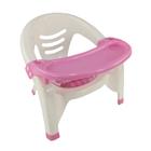 Cadeira de alimentação infantil para bebê portátil com bandeja removível e assento com som azul rosa