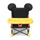 Cadeira de alimentação portátil do Mickey Mouse com encosto preto em formato de orelhas e bandeja removível amarela