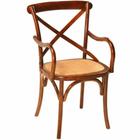 Cadeira de Braço Imbuia Design Rustico Assento Rattan
