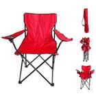 Cadeira de camping articulada dobravel portatil para pesca praia com porta copo e bolsa vermelha