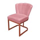 Cadeira de Decorativa Pétala Veludo Rosa Base de Ferro Cobre - Belliv Decor