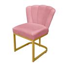 Cadeira de Decorativa Pétala Veludo Rosa Base de Ferro Dourada - Belliv Decor