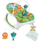 Cadeira de Descanso Bebê Safari Verde 18Kg E Naninha Ursinho