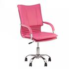 Cadeira de Escritório Diretor Desenho Italiano Steven em Aço Cromado Base Giratória Pink G31 - Gran belo
