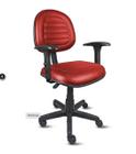 Cadeira de escritório Executiva ômega com costura em base giratória com braço regulável preta com estofado