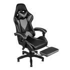 Cadeira de Escritório Gamer Giratória com Puff Ergonômico - Preta