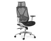 Cadeira de Escritório Tela Mesh Ergonômico - Cor Cinza e Branco - Base Giratória Cromada (5% OFF no Frete)