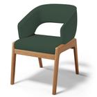 Cadeira de Jantar e Estar Living Estofada Lince L02 Linho Verde Musgo - Lyam Decor