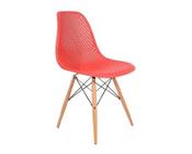 Cadeira De Jantar Eames Colmeia na Cor VERMELHA Base Madeira EIFFEL Sala Cozinha (6% OFF no Frete)