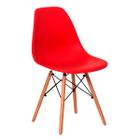 Cadeira De Jantar Eames Para Escrivaninha Escritório Plástico Pés De Madeira Decoração Mesa - Vermelha