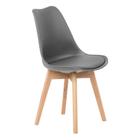 Cadeira de Jantar Eames Wood Leda Design Estofada Cinza