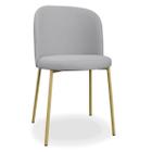 Cadeira de Jantar Elegance Base Metal Dourado Linho Cinza - Leal Decorados