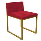 Cadeira De Jantar Escritório Recepção Lee Office Industrial Ferro Dourado Suede Vermelho - Ahazzo Móveis