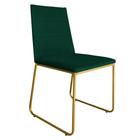 Cadeira de Jantar Estofada Lille Base Gold Veludo Verde - Montanaris Decor