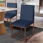 Cadeira de Jantar Metálica Bronze com Suede Azul Marinho Garden - Mafer