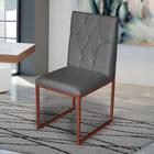 Cadeira de Jantar Metálica Bronze com Suede Cinza Malta - Mafer