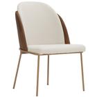 Cadeira de Jantar Mila Base Aço Ouro Fosco Corano Marrom/Velosuede Off White - Nexta Casa