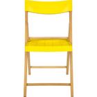 Cadeira de madeira tauari com assento e encosto em plastico amarelo potenza envernizado
