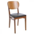 Cadeira de Madeira Tramontina Lisboa em Tauarí Amêndoa com Assento Estofado em material sintético Preto sem Braços