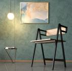 Cadeira De Metal Design Escandinavo Geométrico Industrial Lamina com Preto.