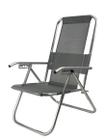 Cadeira de praia alumínio reclinável alta reforçada 150 kg cinza