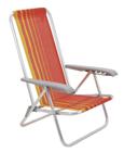 Cadeira de praia reclinável tramontina bali baixa em alumínio com assento laranja e amarelo