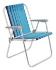 Cadeira de praia tramontina samoa alta em alumínio com assento azul