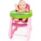 Cadeira de Refeição para Boneca Cotiplás Baby Junior com Boneca - Rosa/Verde