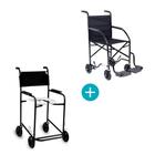 Cadeira de rodas economica preta com cadeira de banho 201 preta cds