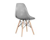 Cadeira decor assento em acrilico na cor cinza, base estilo eiffel madeira