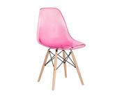 Cadeira decor assento em acrilico na cor rosa, base estilo eiffel madeira