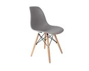 Cadeira decor assento em pp na cor cinza, base estilo eiffel madeira