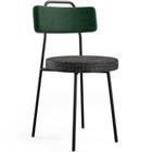 Cadeira Decorativa Estofada Para Sala de Jantar Barcelona L02 Facto Verde Musgo Linho Chumbo - Lyam