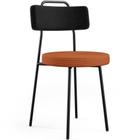 Cadeira Decorativa Estofada Para Sala Jantar Barcelona L02 material sintético Preto Tecido Terracota - Lyam
