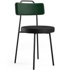 Cadeira Decorativa Estofada Sala Jantar Barcelona L02 Facto Verde Musgo Tecido Sintético Preto - Lyam