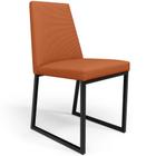 Cadeira Decorativa Industrial Estofada Para Sala de Jantar Dafne L02 Tecido Terracota - Lyam Decor