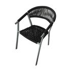 Cadeira Decorativa Joana em Corda Náutica e Base em Alumínio Cinza/preta