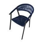 Cadeira Decorativa Joana em Corda Náutica e Base em Alumínio Preta/azul Marinho