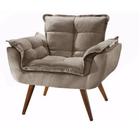 Cadeira Decorativa Opala Quarto Sued Marrom Claro - Kimi Design