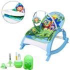 Cadeira Descanso Bandeja Alimentação Azul + Kit Manicure - Color Baby