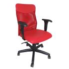 Cadeira Diretor Netuno Tela com Braço Regulável Vermelho - Maiart