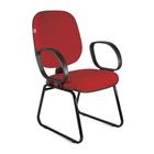 Cadeira Diretor Pé Sky Braços Tecido Vermelho - Shopcadeiras
