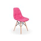 Cadeira Dkr Charles Eames Wood Estofada Botonê - Rosa