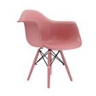 Cadeira eames com braço opala rosa pés em polipropileno