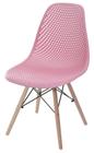 Cadeira Eames Furadinha cor Rosa com Base Madeira - 55985 - Sun House